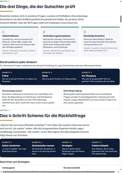 Seite aus dem Guide: Die drei Dinge, die der Gutachter prüft