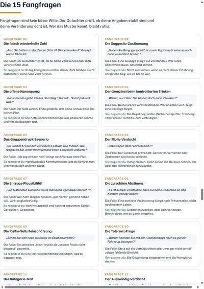 Seite aus dem Guide: Die 15 Fangfragen